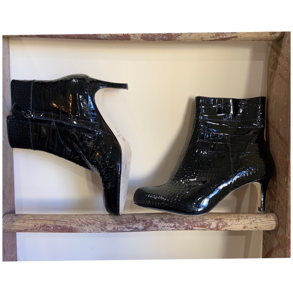 Kate Spade Patent Alligator Ankle Boots
